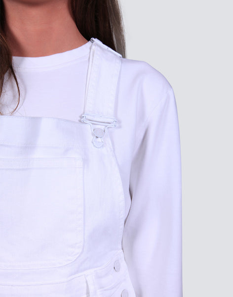 All Over It Dungarees Dress - White