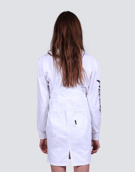 All Over It Dungarees Dress - White