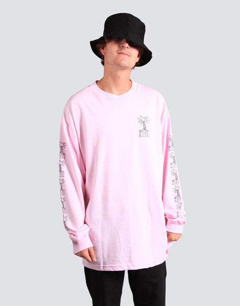 Palm Tree LS Tee - Pink