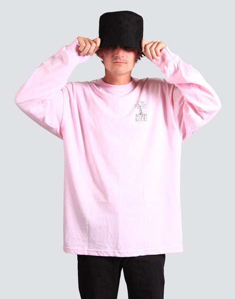 Palm Tree LS Tee - Pink